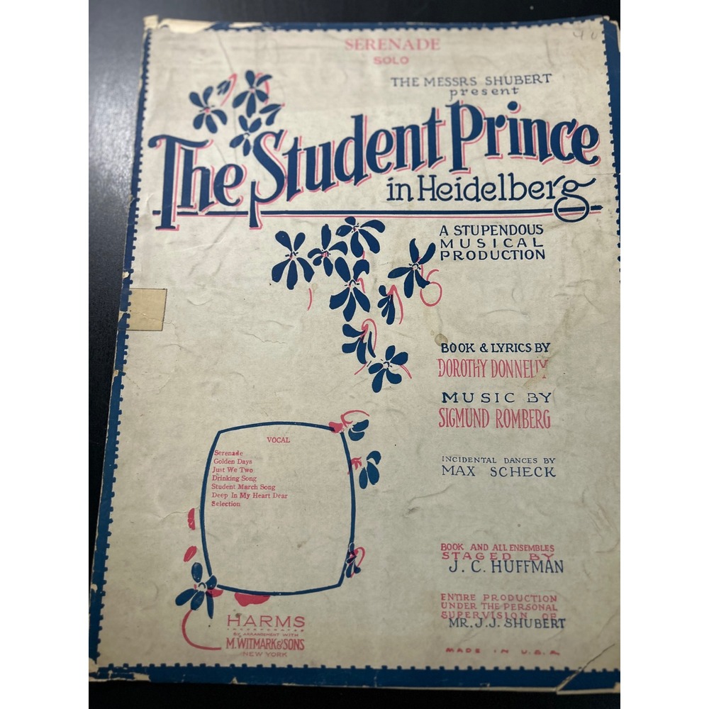Sheet Music Serenade Solo The Student Prince in Heidelberg Sigmund Romberg Harms - Picture 1 of 10